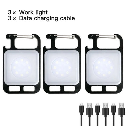 Mini Portable Multifunction Keychain Flashlight 4 Light Modes Built In Battery USB Rechargeable Strong Magnetic Work Light