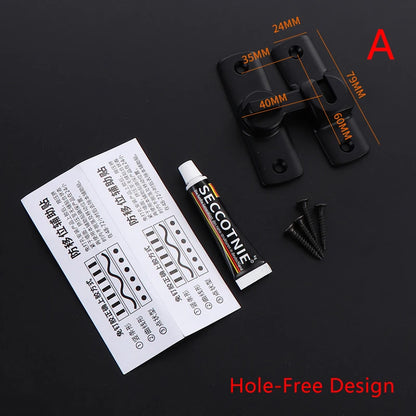 New Punch-free Hasp Latch Door Lock Black Cabinet Locks Kids Safety Lock  Sliding Door Anti-pried Hook Lock Hardware