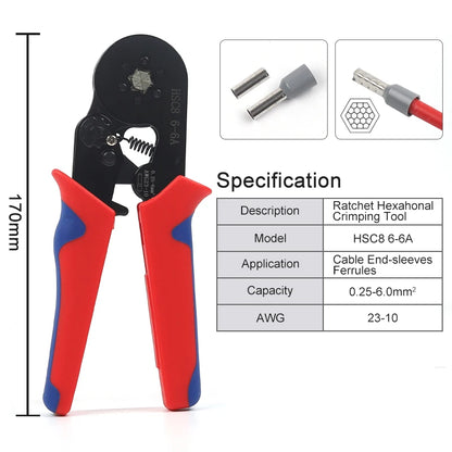 Crimping Sleeve Terminal Wire Connector Electrical Kit with Mini Crimping Plier Boxed VE Insulated Terminals