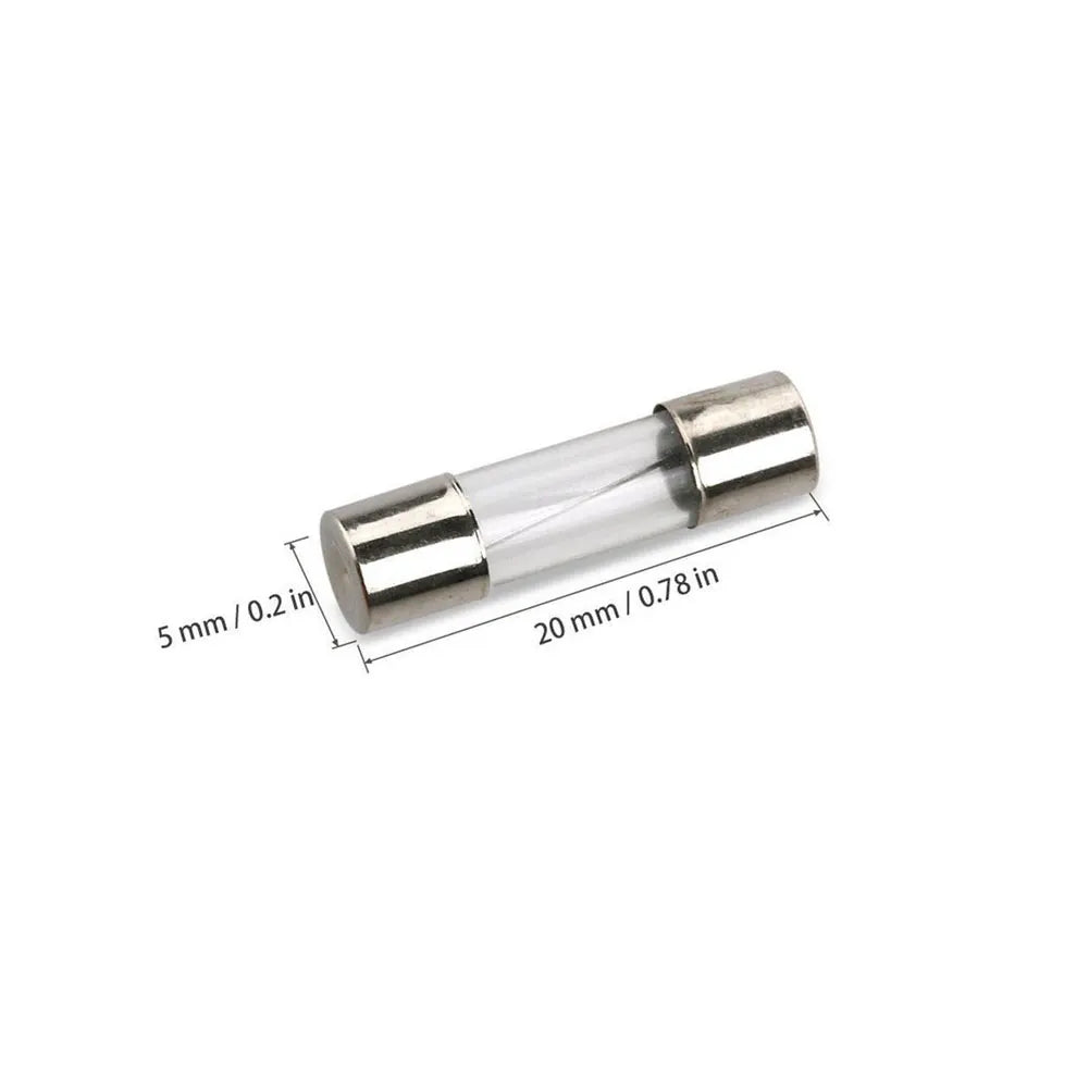 100pcs Insurance Tube Glass Fuses Kit Household 0.2A-20A 100pcs 16*12*2.1cm 250V High Quality Standard Fast Blow