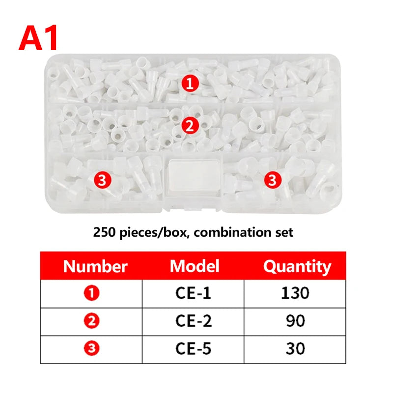100/250Pcs Nylon Insulated Closed End Crimp Terminals – 22-16 / 16-14 / 12-10 Gauge Wire Crimp Cap Connector Kit