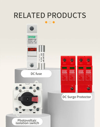 DC 1000V 1 In 1 Out Isolation Switch SPD Fuse, Lightning Protection PV Combiner Box, Solar Photovoltaic Waterproof Dustproof Case