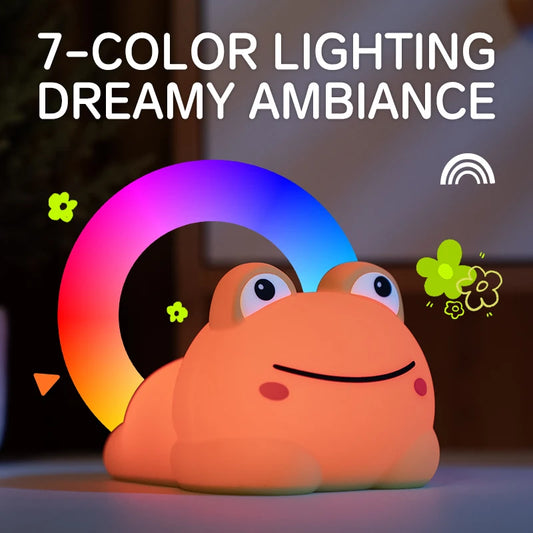 Night Lamp For Kids Frog Soft Silicone Sleeping Light Dimmable Rechargeable Colorful Room Decor Children Gifts
