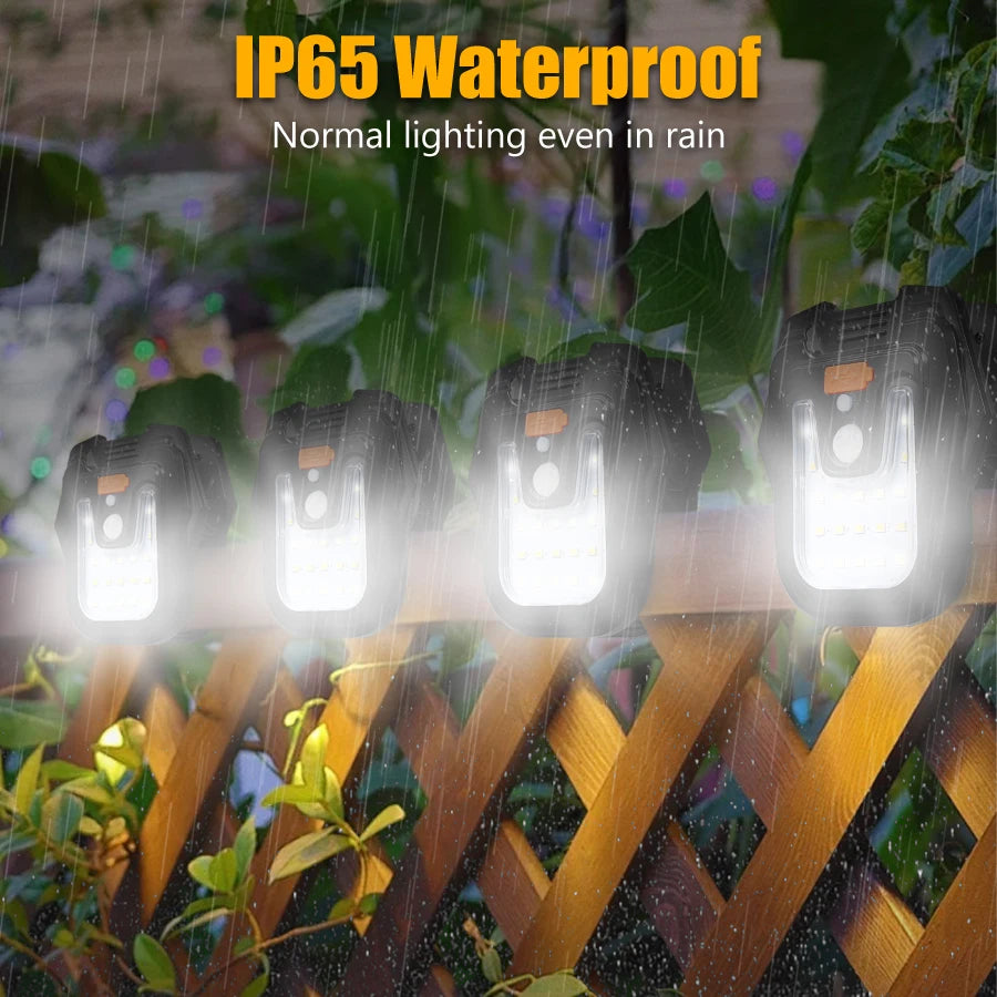 High Bright Solar Wall Light with Motion Sensing Outdoor LED Type-C Rechargeable Waterproof Lantern for Garden Balcony Staircase