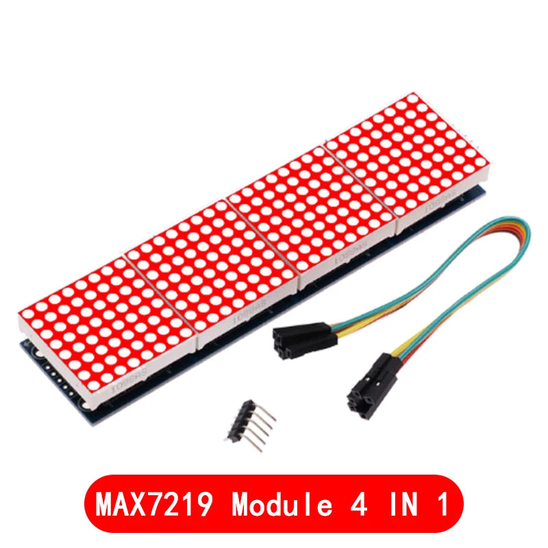 MAX7219 4-in-1 Dot Matrix Display Module with 5-Pin Interface for Arduino Microcontroller Projects