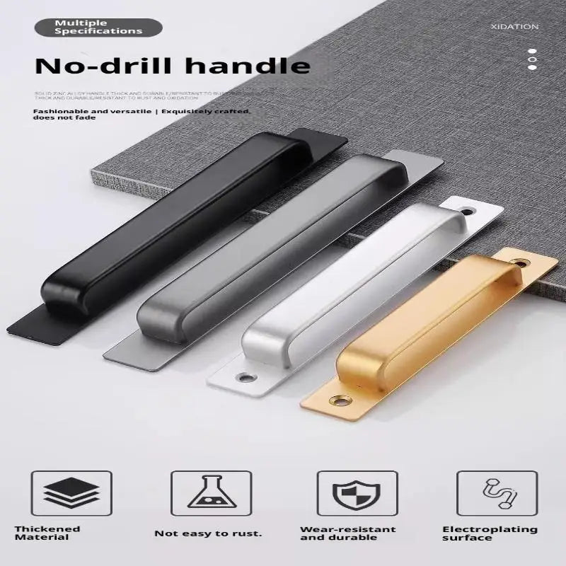 Drill-free Aluminum Handle for Sliding Door Window Drawer Bathroom Push-Pull