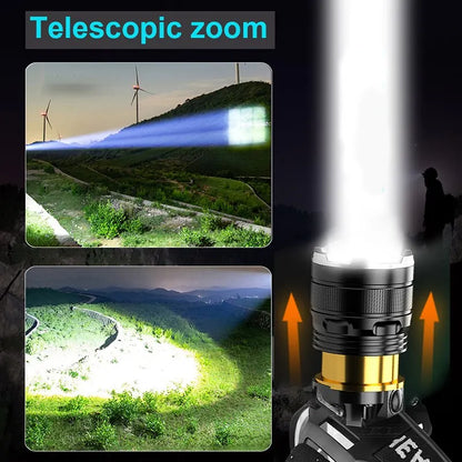 9000LM Zoom Headlamp Super Bright XHP50 Sensor LED Head Torch Usb Rechargeable Outdoor Camping Searching Headlight Flashlight
