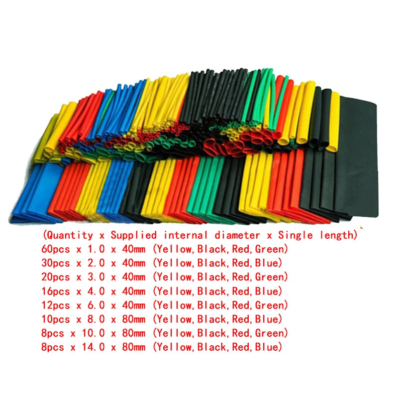 Heat Shrink Tube Kit 164pcs Polyolefin Insulation Sleeving for Wire and Cable
