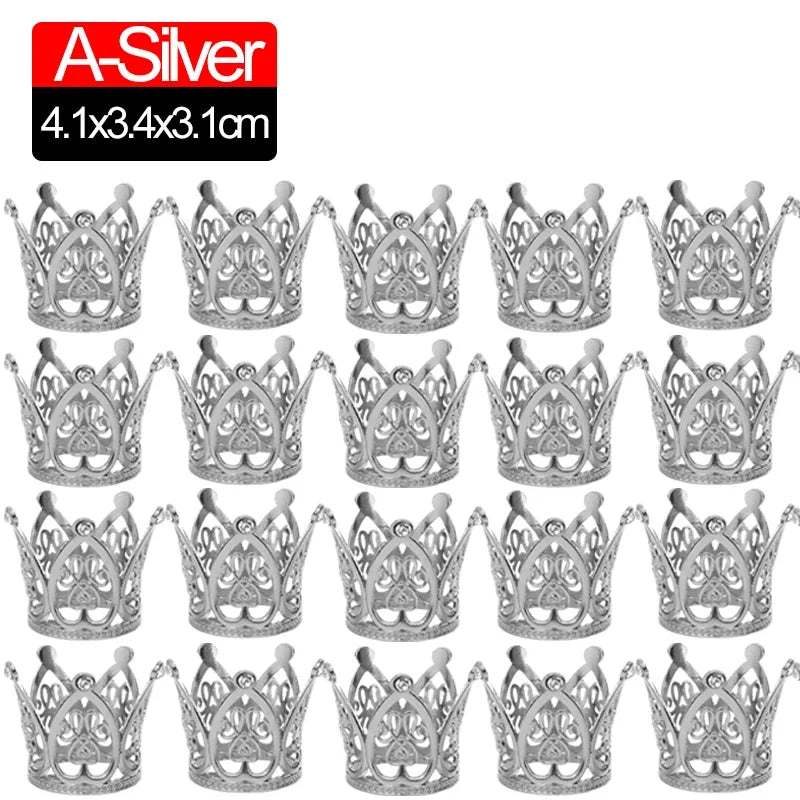 10/1Pcs Mini Crown Cake Decoration Princess Topper Pearl Tiara Children Hair Ornaments for Wedding Birthday Party Cake Decor