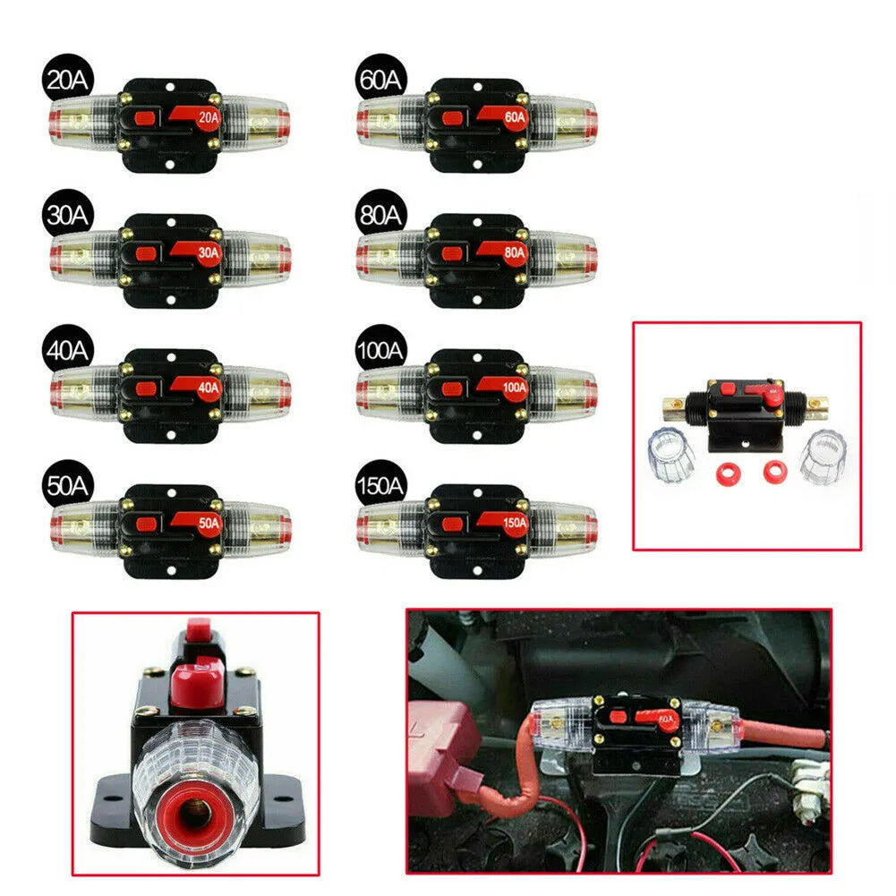 Efficient 12V 24V DC Car Audio Circuit Breaker Fuse Holder Includes Waterproof Features and Manual Reset for Optimal Protection