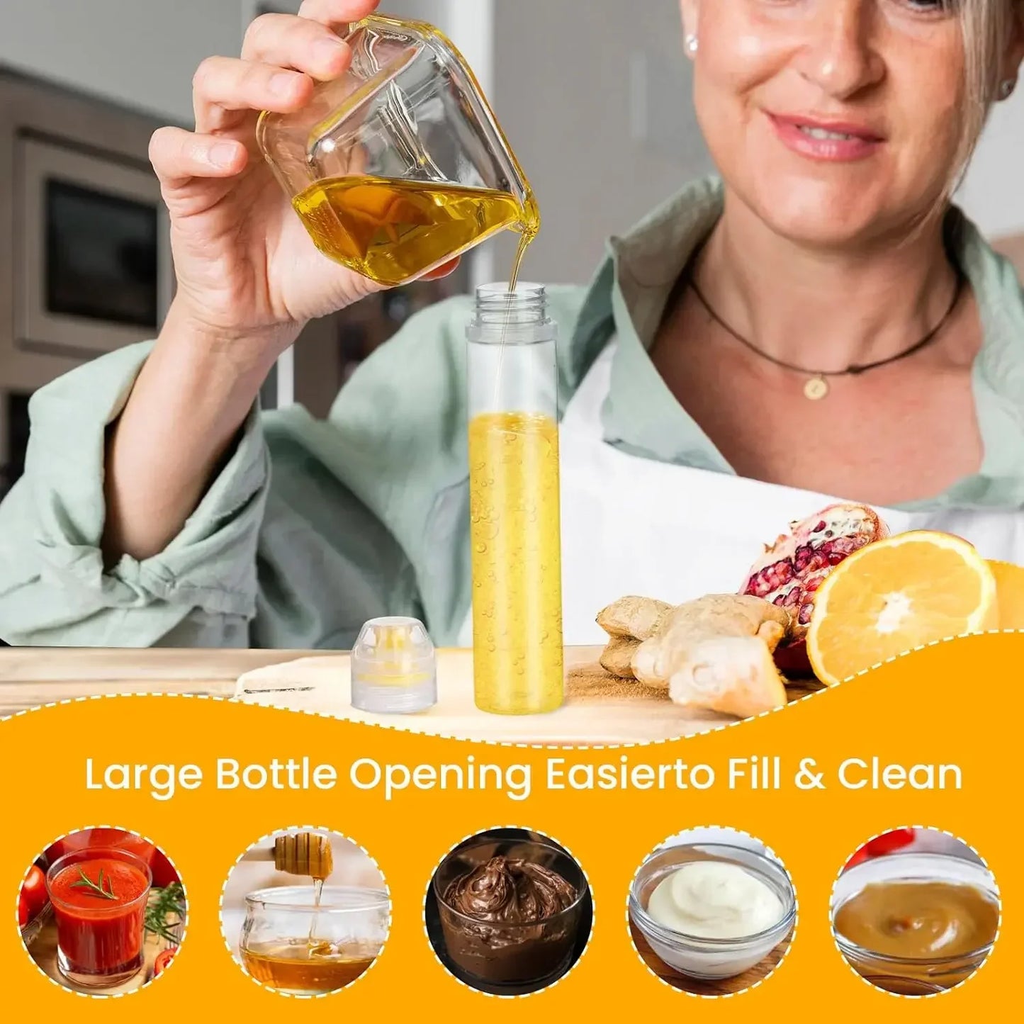 5/1pc Plastic Honey Squeeze Bottle Salad Dressing Dispensers Refillable Condiment Containers Flip Cap Syrup/Sauce/Oil Squeezable