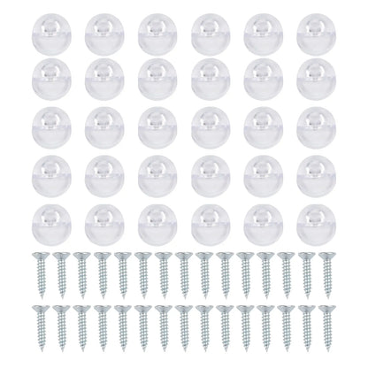 30 Set Plastic Glass Retainer Clips with Screws for Glass Panel Installation Compatible with 4mm Thickness Glass in Cabinets