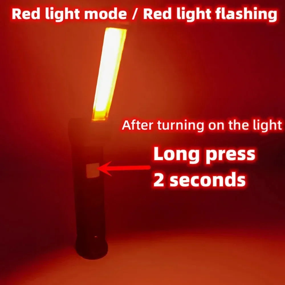 High Power LED Work Light 5 Lighting Mode Rechargeable Flashlight Inspection Lamp with Magnetic Power Bank 18650 Battery Torch