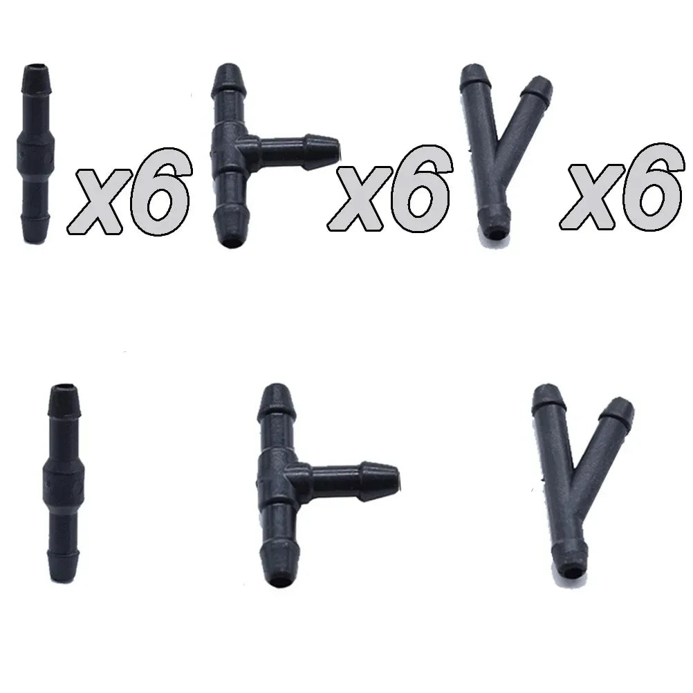 Windscreen Washer Hose Connector — T / Y / 3-Way Joiner Pipe Fitting 18/90pcs