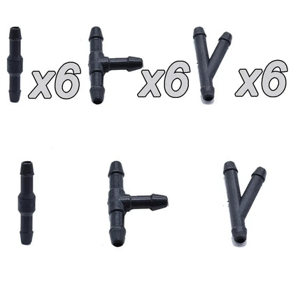Windscreen Washer Hose Connector — T / Y / 3-Way Joiner Pipe Fitting 18/90pcs