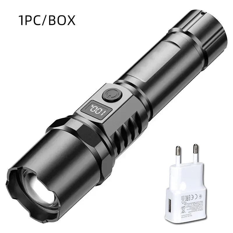 Super Bright LED Flashlight USB-C Rechargeable Tactical Torch