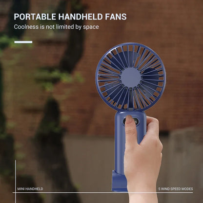 Creative Mini Handheld Small Fan USB Charging Portable 5 Speed High Wind Desktop Office Travel Pocket Fan Student Indoor Quiet