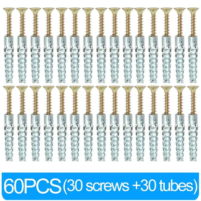 Heavy Duty Steel Wall Anchor with Screws Kit Metal Tube Expansion Self Tapping Screw Drywall Drilling Plug Fastener Bolt Anchors