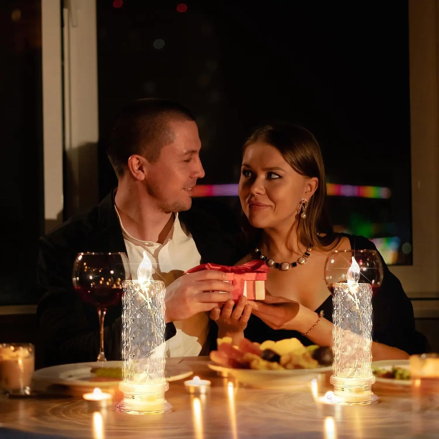 Crystal LED Flameless Candle Light Battery Night Lamp Wedding Decor