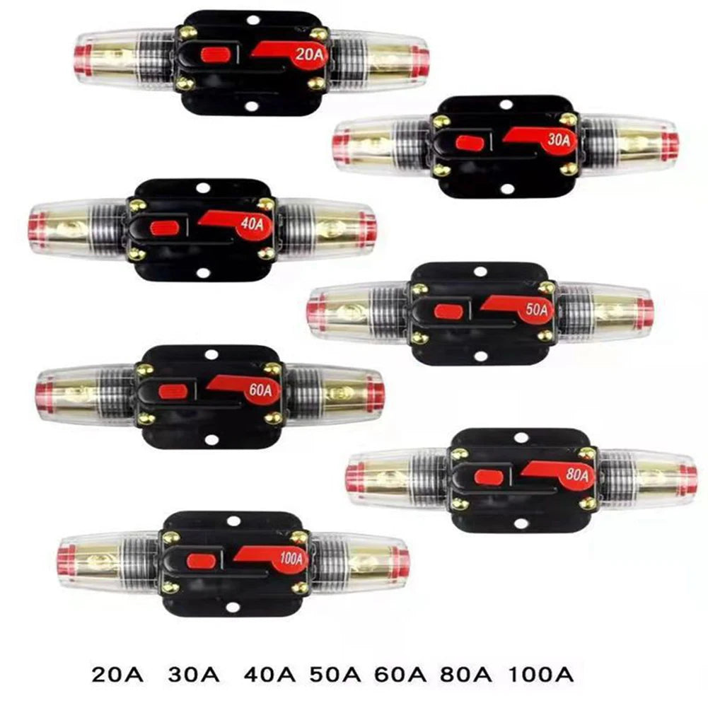 12V-24V DC Auto Inline Fuse Breaker Battery Safety Audio System Protection Overload Protection Device Temperature Resistance
