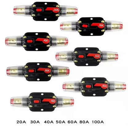12V-24V DC Auto Inline Fuse Breaker Battery Safety Audio System Protection Overload Protection Device Temperature Resistance