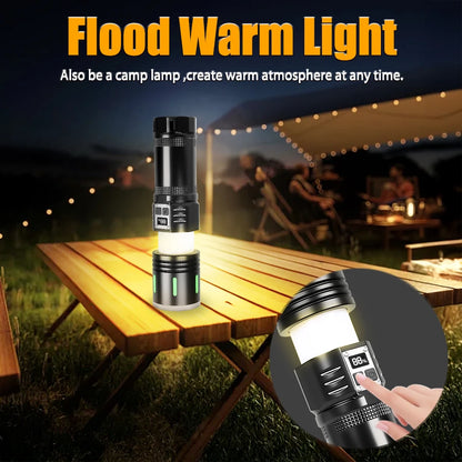 Super Powerful 19000000LM LED Flashlight Rechargeable Big Aperture Torch