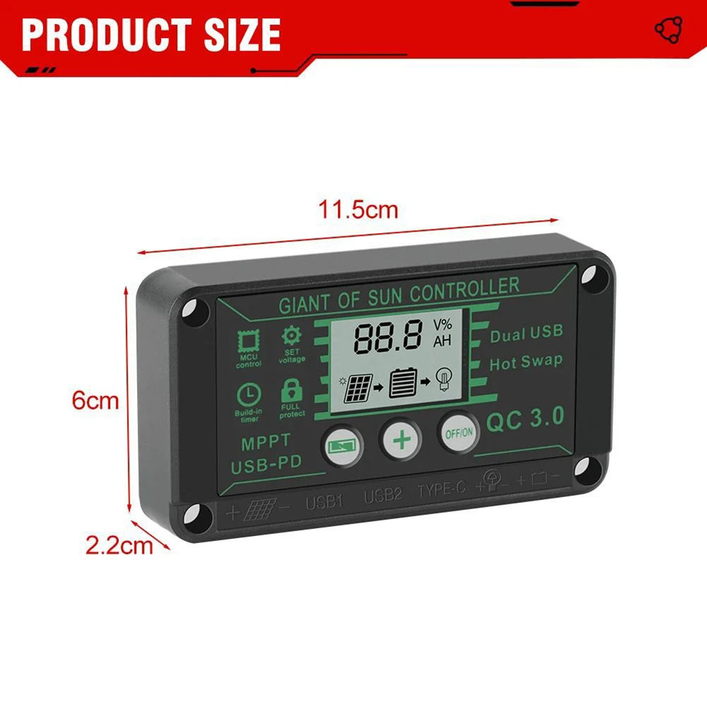 Digital Display Waterproof MPPT Solar Charge Controller Adjustable Current Options 10A 100A Efficient Energy Utilization