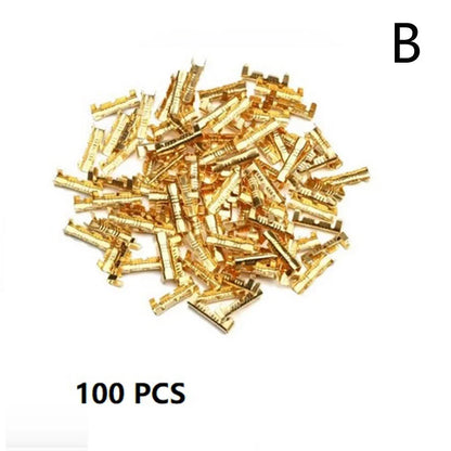 Electrical Wire 0.5-1.5mm2 Gold Brass Plated Tin Surface Uninsulated Female Spade Terminal Connectors Terminals Crimp