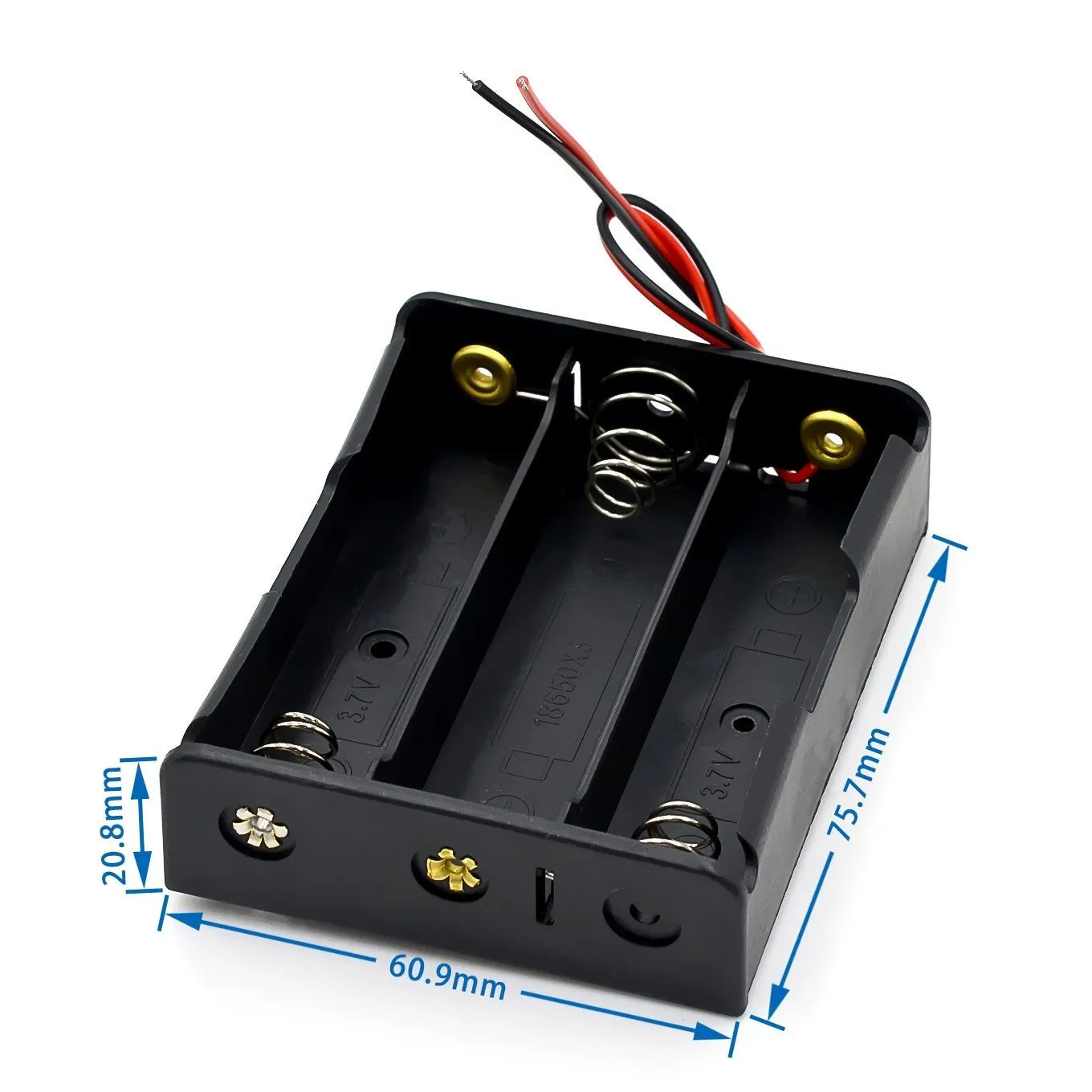 Plastic 18650 Battery Storage Box Case with 1–4 Slots and Wire Leads DIY Holder