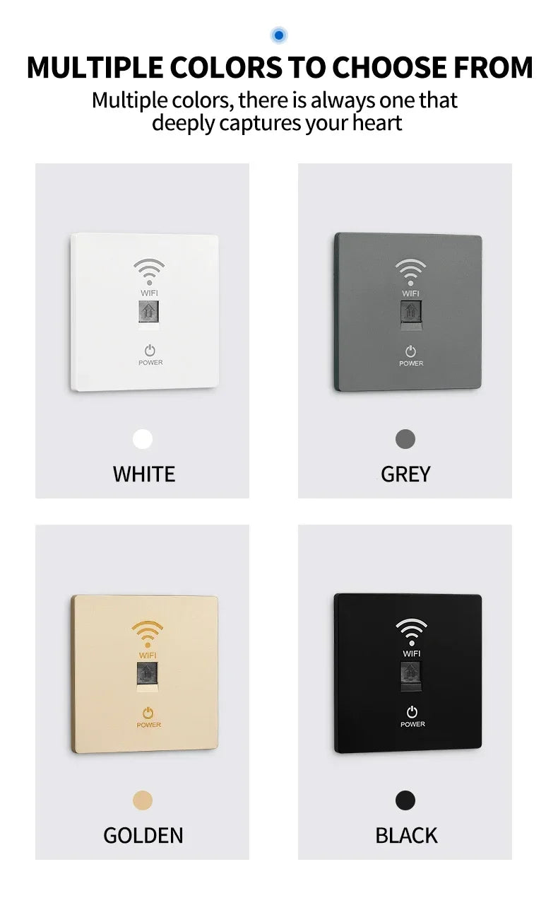In-Wall Smart WiFi Router Panel 1000Mbps 86-Type Hidden AP 110V-220V f ...