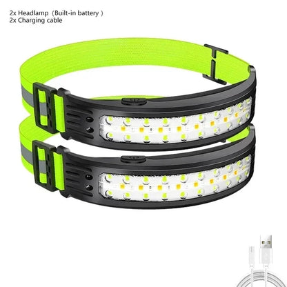 COB LED Sensor Headlamp USB Rechargeable Waterproof Head Torch
