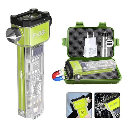 Ultra-bright Rechargeable Flashlight Magnetic Safety Hammer Torch