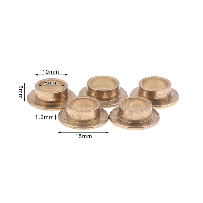 5Pcs Flange Bushing Copper Sleeve Inner Diameter 8MM Powder Metallurgy Oil Bearing With Edge Step Shoulder