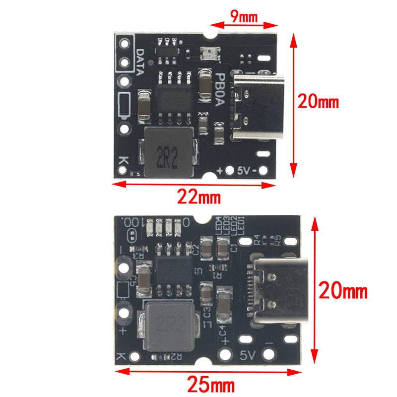Type-C USB 5V 2A Boost Converter Li-ion Charging Protection LED Display ...