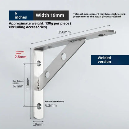 2Pcs Angle Bracket Heavy Duty For Wall Angle Bracket Stainless Steel L Type Bracket