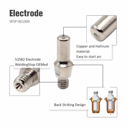 Plasma Tips Kit 1.0mm / 1.1mm Electrode for PT60 PT40 IPT-40 Plasma Torch, 1.0mm Nozzle 52582 51313P1.0 WSP-061001