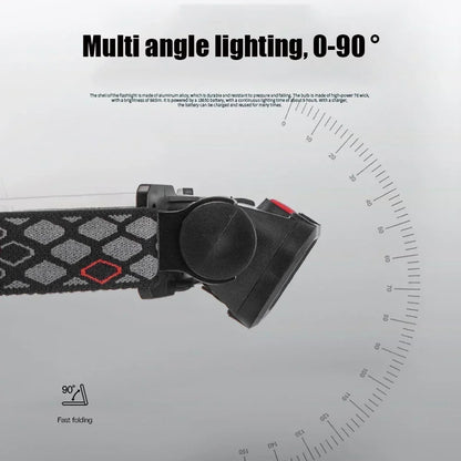 Portable COB LED Headlamp 4 Modes USB Rechargeable with Red Light