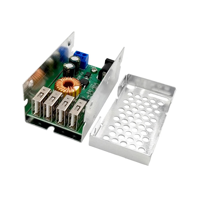DC-DC Step Down Converter Module 9V-36V to 5V 5A with 4 USB Ports and Aluminum Shell