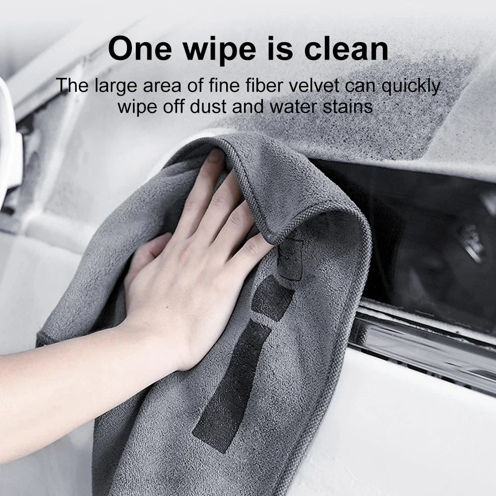 1/2PCS High-end Microfiber Car Wash Towel Soft Drying Cloth Car Body Towels Double Layer Plush Thicken Water Absorption Car Rag
