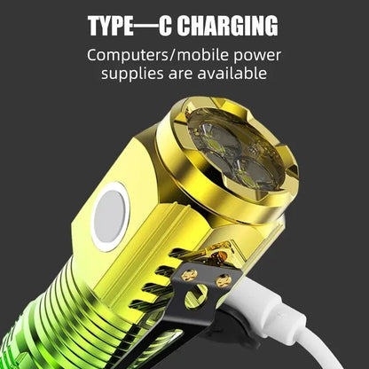Super Bright 3LED Mini Flashlight Portable Pen Clip Lamp Built-in Battery USB Rechargable Torch With Tail Magnet Emergency Lamp