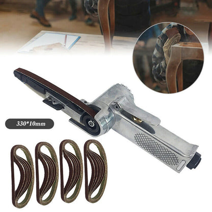 Air Belt Sander Air Angle Grinding Machine Sanding Belt 330x10mm 1/4in Inlet 3/8in Hose Air Compressor Sanding Tool Set 16000rpm