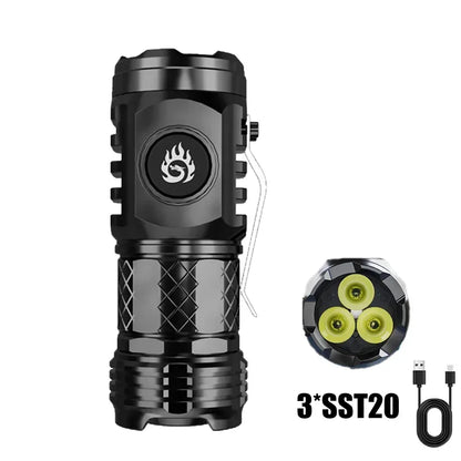 Mini COB LED Flashlight Head Rotation Magnetic Torch USB Rechargeable
