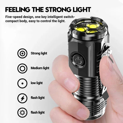 Rechargeable LED Pen Flashlight Mini Clip Waterproof Torch