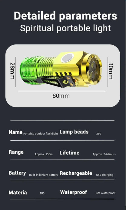 Rechargeable LED Pen Flashlight Mini Clip Waterproof Torch