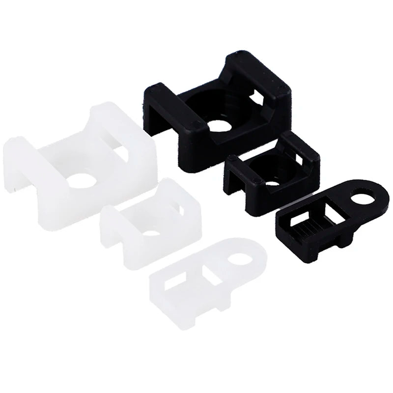 100Pcs/set Plastic Wire Cable Zip Tie Screw Fixing Mount Base Holder