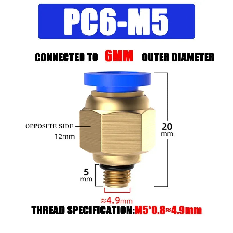 Pneumatic Fitting Air Connector PC 4mm 6mm 8mm 10mm 12mm Thread 1/8" 1/4" 3/8" 1/2" Hose Fittings Pipe Quick Connectors