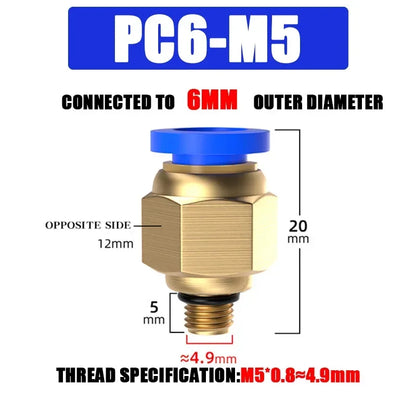 Pneumatic Fitting Air Connector PC 4mm 6mm 8mm 10mm 12mm Thread 1/8" 1/4" 3/8" 1/2" Hose Fittings Pipe Quick Connectors