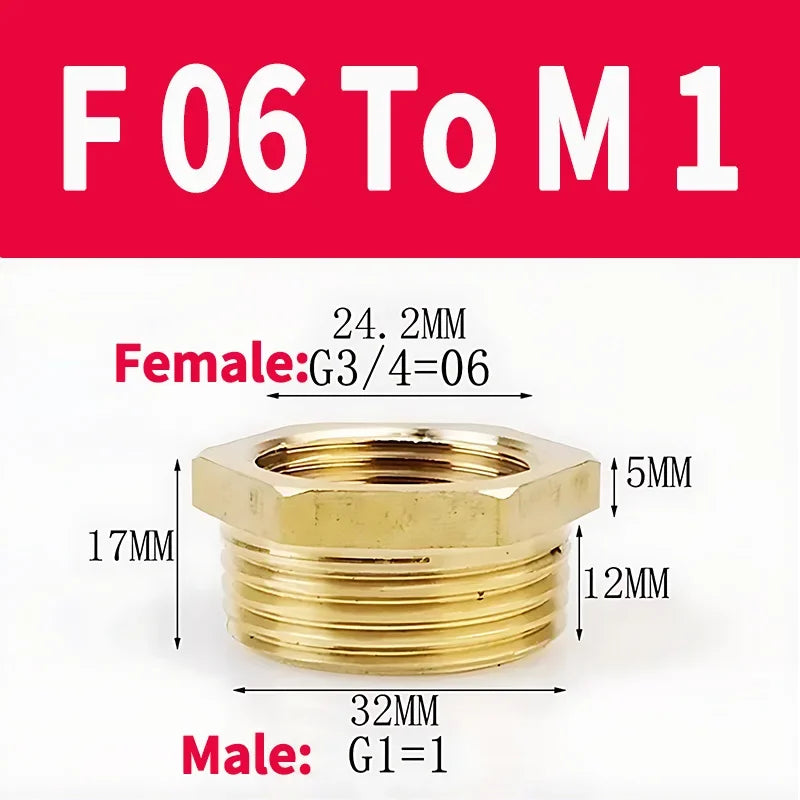 Brass BSP Reducing Hexagon Bushing Adapter Fitting Male to Female Connector for Fuel Water Gas Oil 1/8" 1/4" 3/8" 1/2" 3/4" 1"