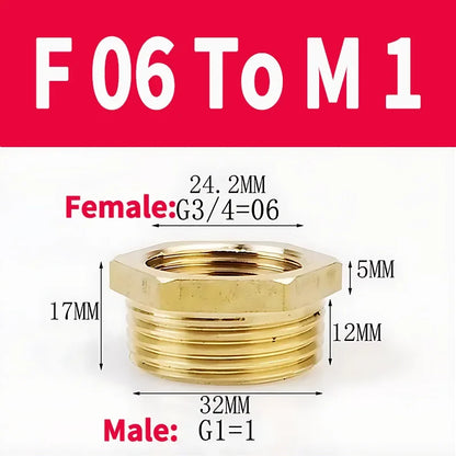 Brass BSP Reducing Hexagon Bushing Adapter Fitting Male to Female Connector for Fuel Water Gas Oil 1/8" 1/4" 3/8" 1/2" 3/4" 1"