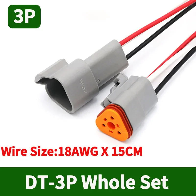 Deutsch DT Waterproof Connector with 15cm Wire DT06-2S DT04-2P 2/3/4/6/8/12 Pin 16-22AWG